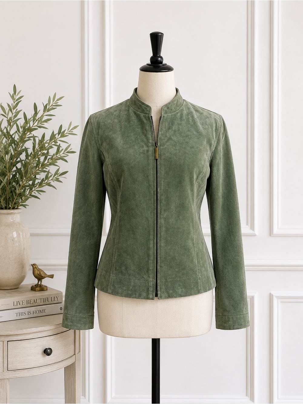 Chico's Green 100% Leather Jacket – Size 0 (US 4/Small) Flawed